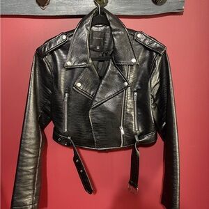 Dynamite Black Leather Biker Jacket